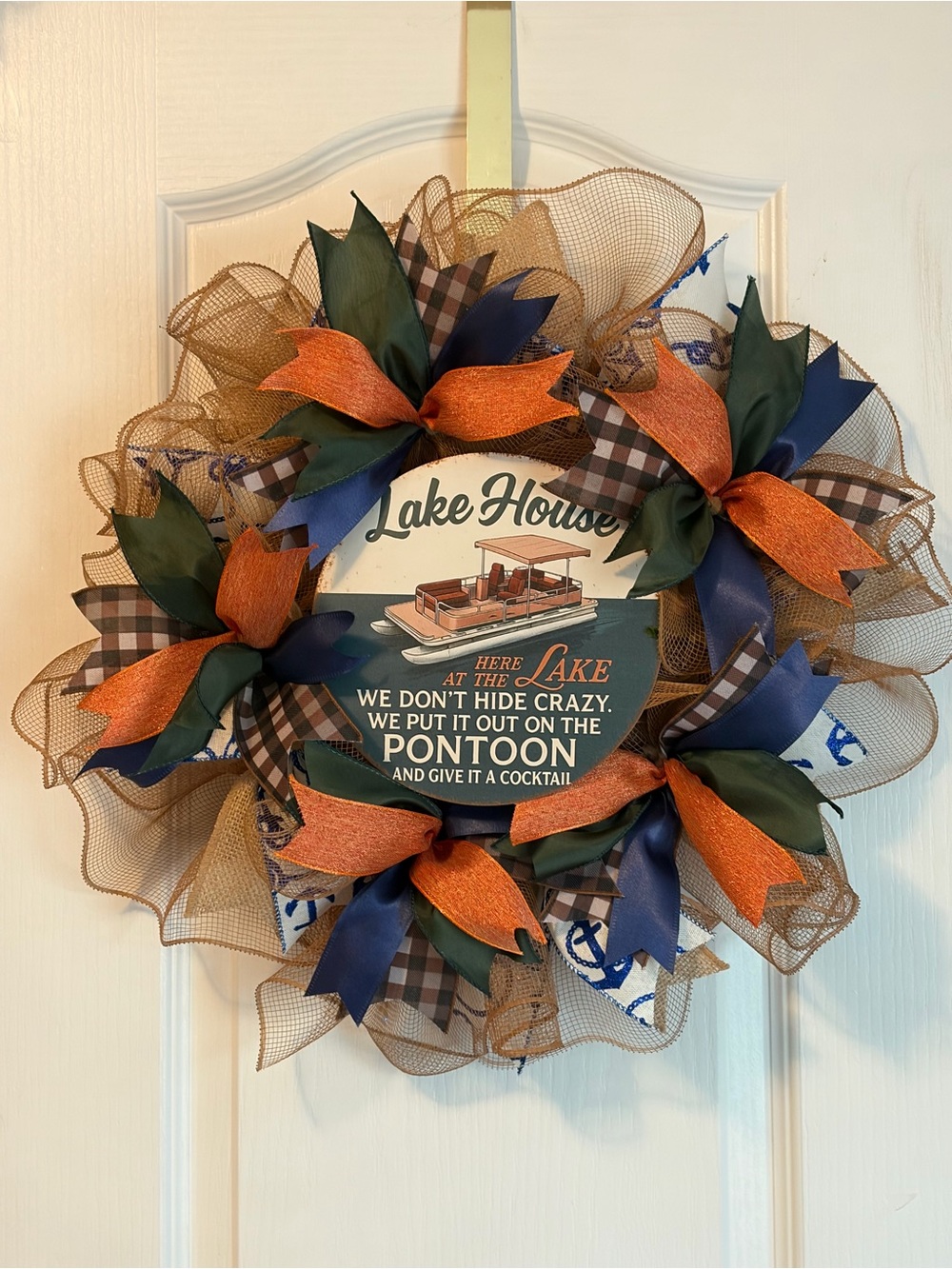 Lake House Ribbon and Mesh Wreath